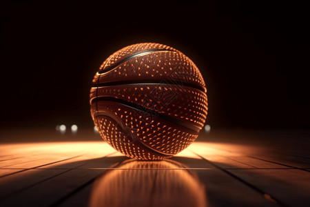 篮球在球场上弹跳的渲染图图片
