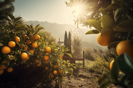 橘子果园新鲜的柑橘园设计图片