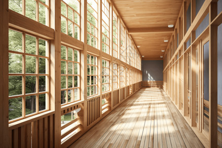 木结构建筑走廊图片