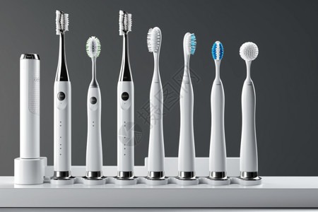 洗护热区电动牙刷的正面图设计图片