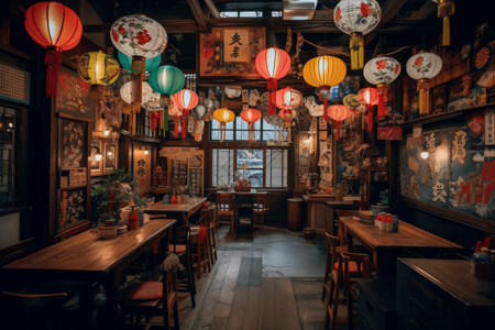 彩色居酒屋餐厅酒日式高清图片