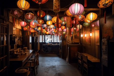 日式装修的小饭馆高清图片