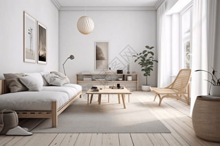 斯堪的纳亚时尚现代的客厅设计背景