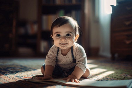 地毯上的婴儿背景图片