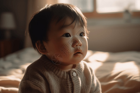 一个可爱的亚洲宝宝背景图片