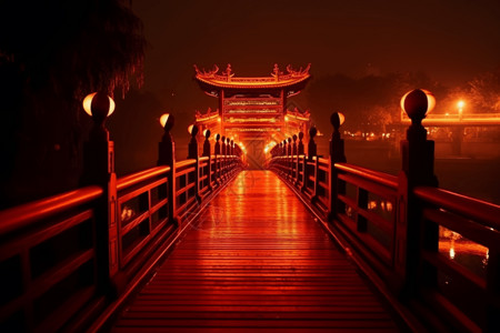 中国传统节日装饰的桥背景图片