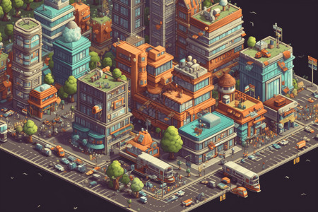 交通数字素材城市的高楼大厦插画