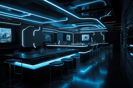 未来科技感餐厅背景图片