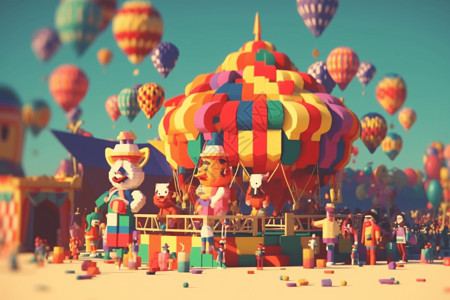有热气球和小丑的派对背景图片