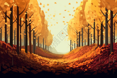 漫天落叶的树林背景图片