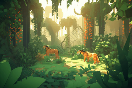 像素化的丛林背景图片