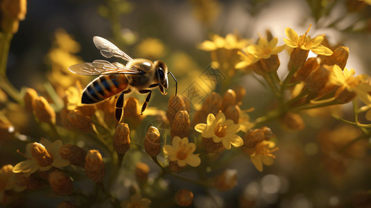 温暖阳光下的蜜蜂图片