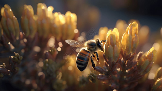 蜜蜂采花蜜背景图片