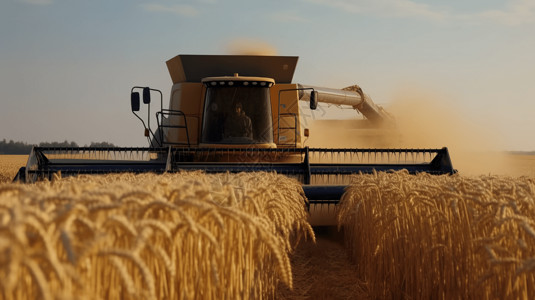 善待农名工收获机收集小麦背景