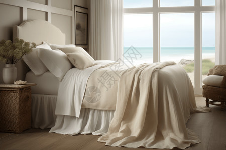 沿海房间的卧室高清图片