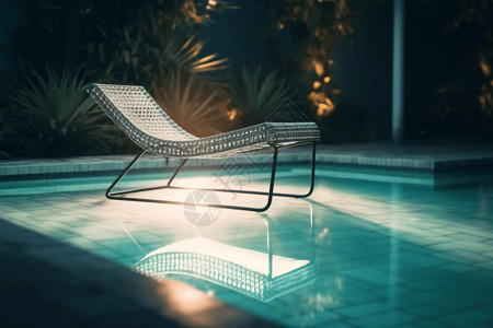 泳池环境中的躺椅设计图图片