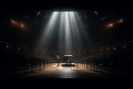 钢琴音乐会节目单聚光灯下的舞台背景