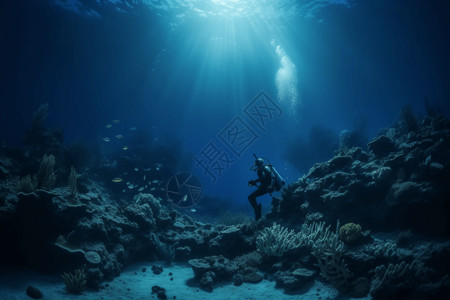 海底浮潜潜水者高清图片背景