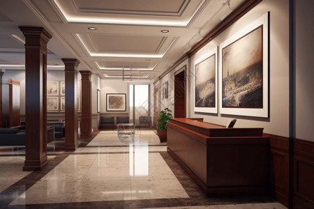 会议室酒店律所办公室走廊效果图设计图片