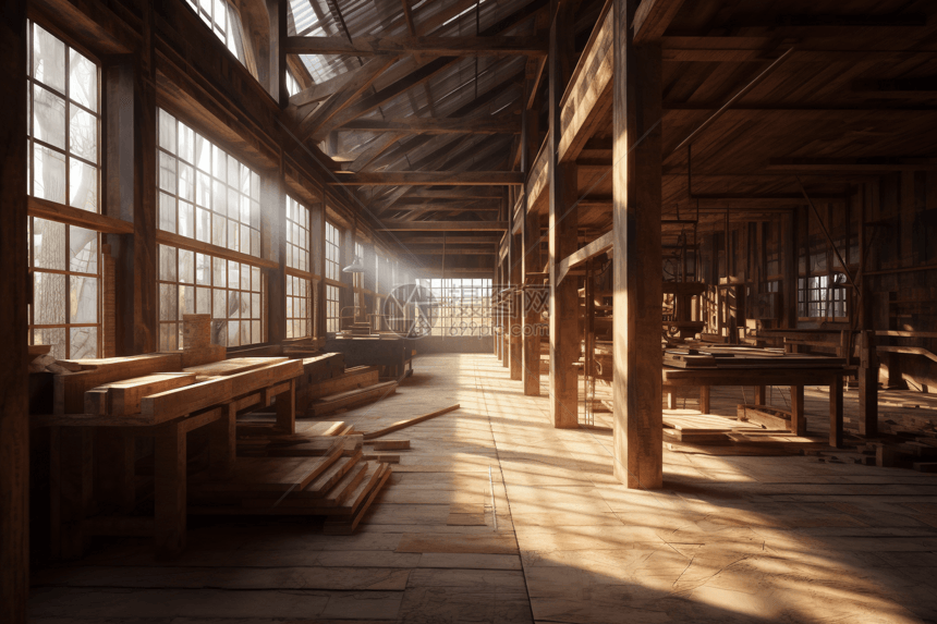 木制工厂3D设计图图片