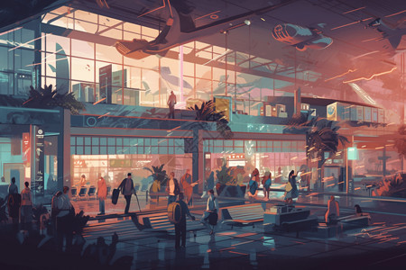 繁华机场候机楼的插图图片