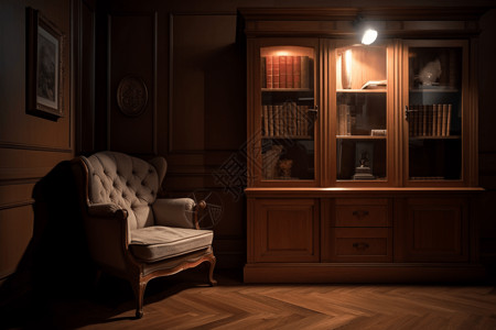 传统木柜木柜上台灯高清图片