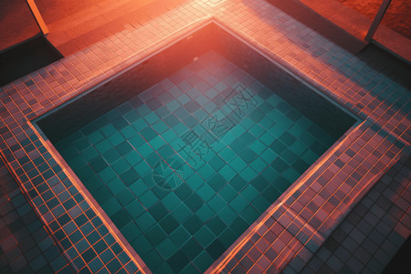 日落时游泳池背景图片