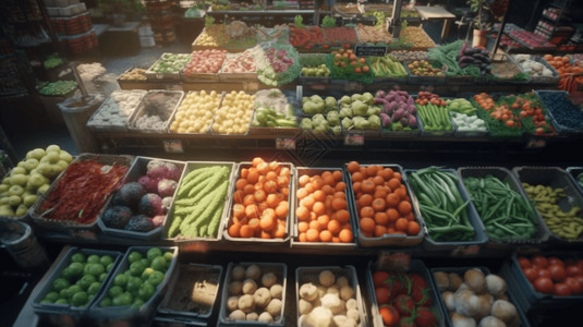 蔬菜陈列农产品市场插画
