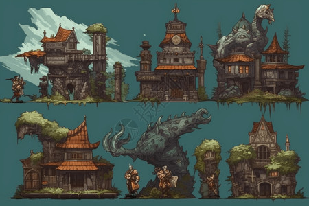 游戏中的建筑背景图片