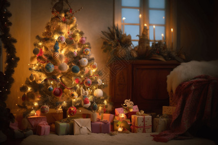彩色圣诞树背景图片