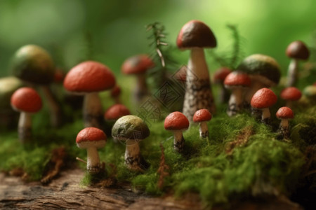 苔藓我上的羊毛蘑菇高清图片