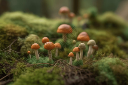 针毡羊毛蘑菇高清图片