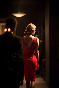 红色连衣裙美女背景图片