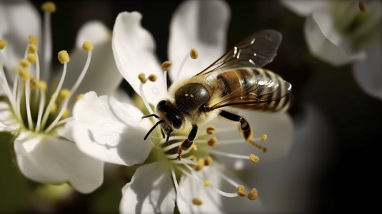 收集花粉的蜜蜂图片
