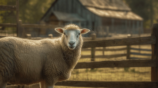 绵羊谷仓农场里的绵羊背景