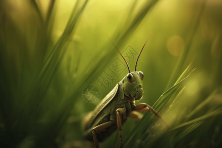大蚂蚱吃草背景图片