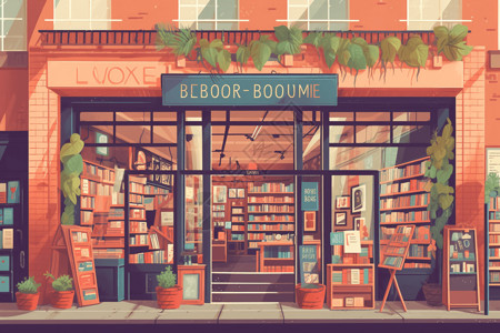 平面布局多彩的书店平面插图插画