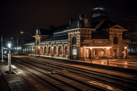 车站夜景背景图片