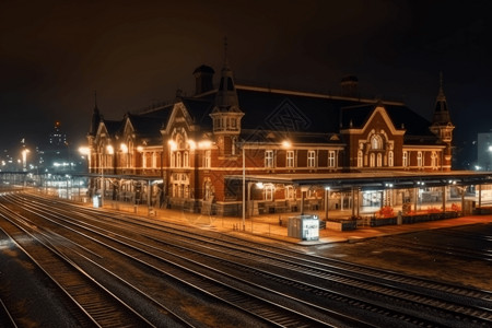 晚上的火车站图片