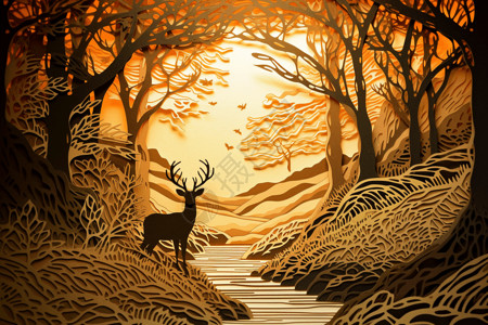 树林里的小鹿背景图片