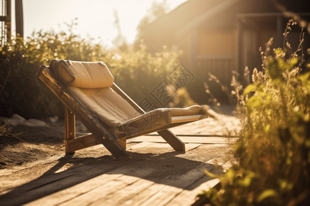 享受大自然舒适的躺椅和明媚的阳光设计图片