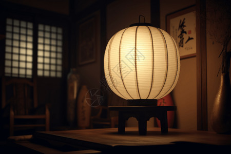 小木桌上台灯日式家居台灯设计图片