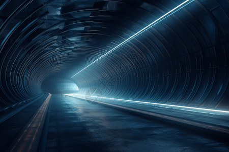 蓝色公路隧道高清图片