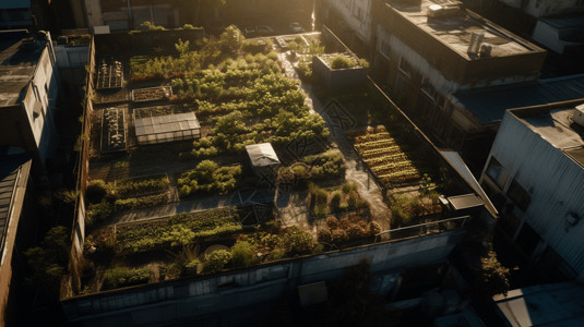 城市楼顶菜园背景图片
