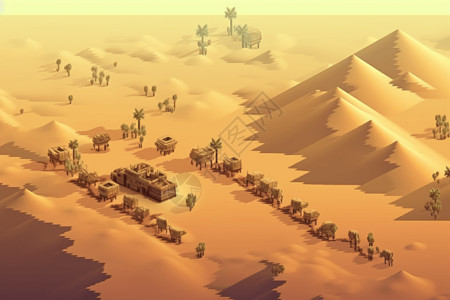 沙漠骆驼商队背景图片