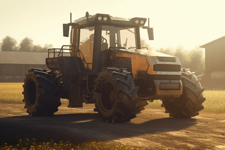 麦草农用机械拖拉机机器人背景