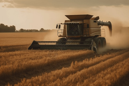 麦草农用机械现代科技农业生产背景
