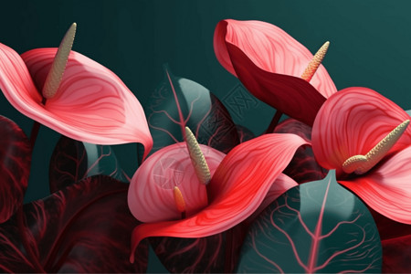 鲜艳红掌花背景图片