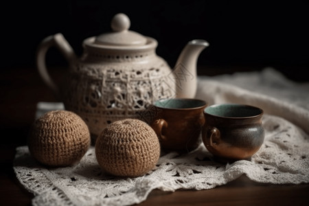 陶瓷品素材手工制品茶壶插画
