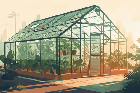 温控植物种植的温室插画
